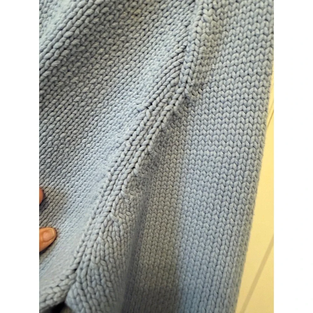 Haven Well Within Light Blue Notch V-Neck Organic Cotton Shaker Knit Sweater XXL - Picture 5 of 9
